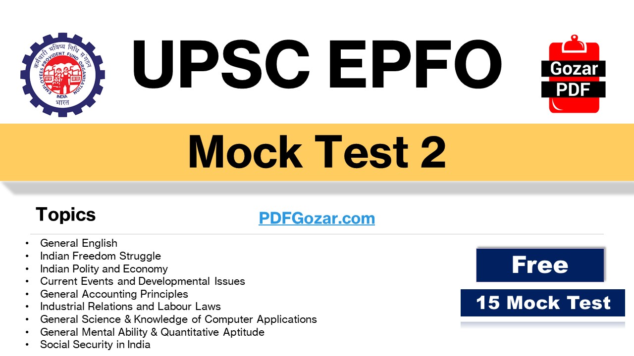 UPSC EPFO Free Mock Test 2 | EPFO Test Series
