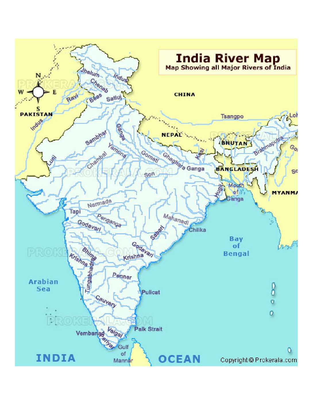 Indian Rivers Map PDF