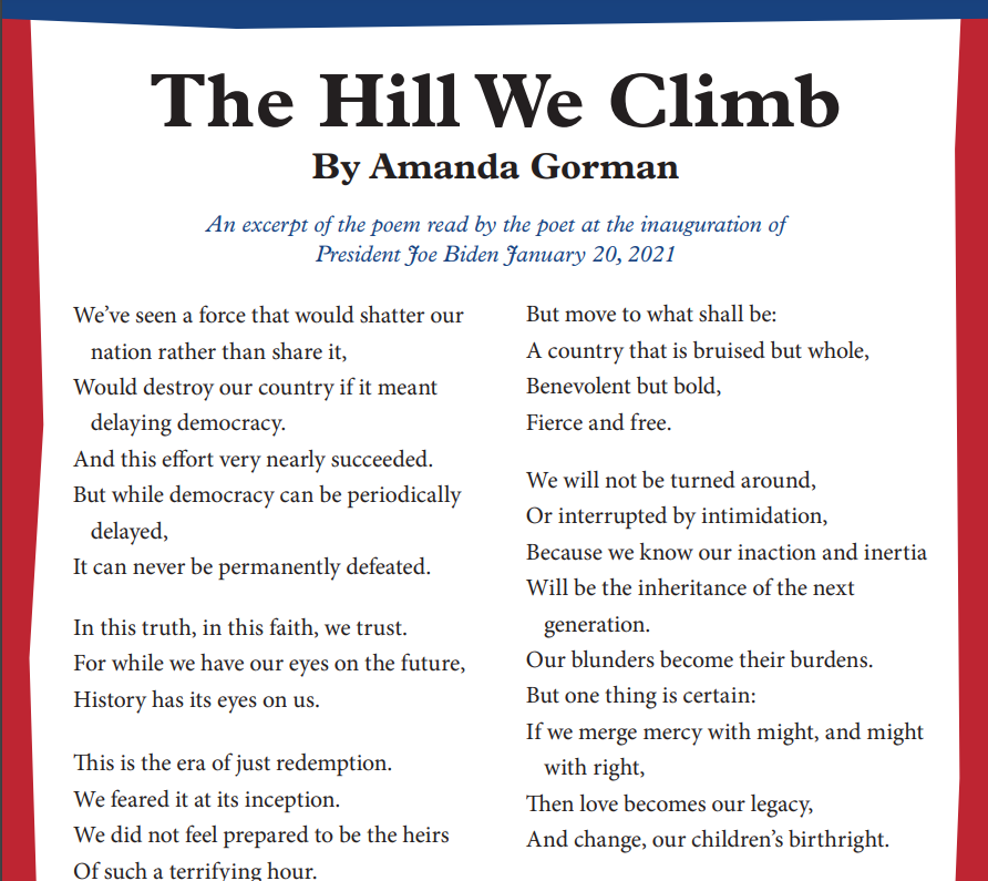 The Hill We Climb text PDF