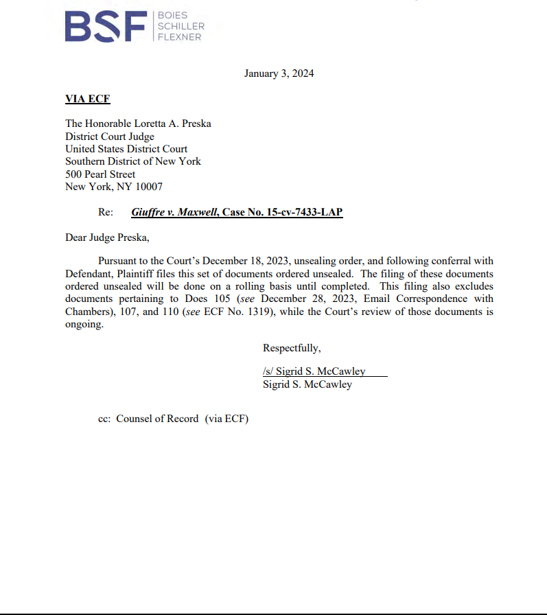 Jeffrey Epstein lists documents in full pdf