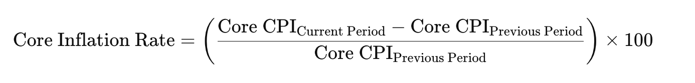 The formula for the core inflation rate