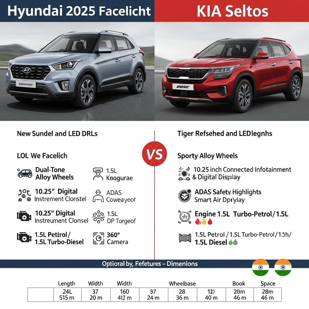 Hyundai Creta 2025 Facelift vs Kia Seltos – Full Comparison - Features Image