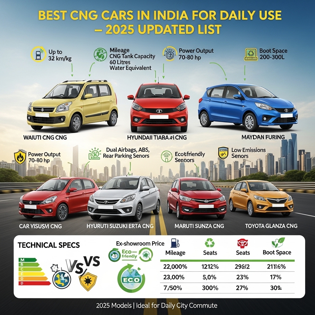 Best CNG Cars in India for Daily Use – 2025 Updated List - Features Overview