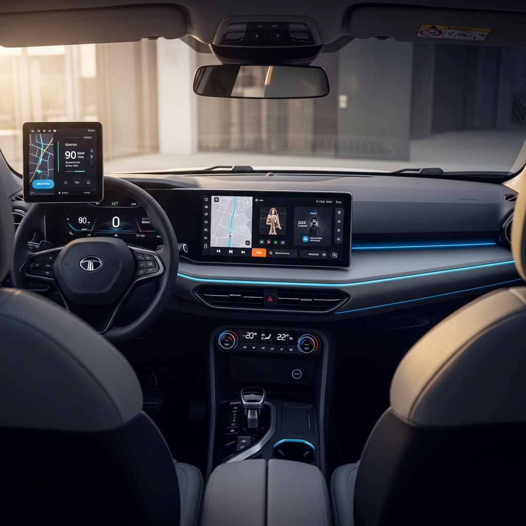 Tata Sierra interior design and three-screen dashboard - Features Overview