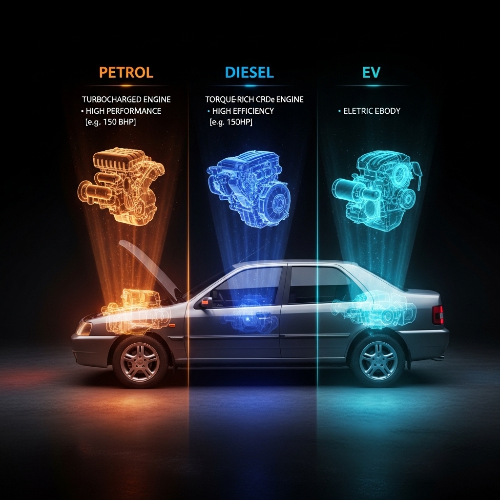 Tata Sierra powertrain options: petrol, diesel, and EV - Features Overview