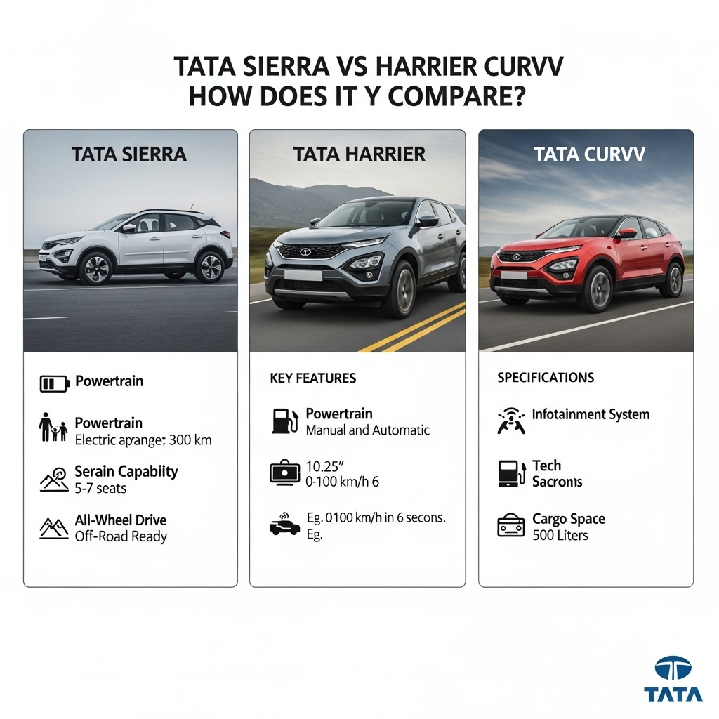 Tata Sierra vs Harrier and Curvv: how does it compare? - Features Overview