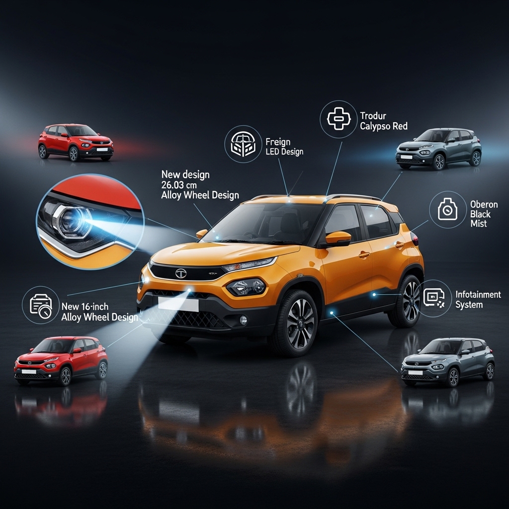 Tata Punch facelift colour options and variants - Features Overview
