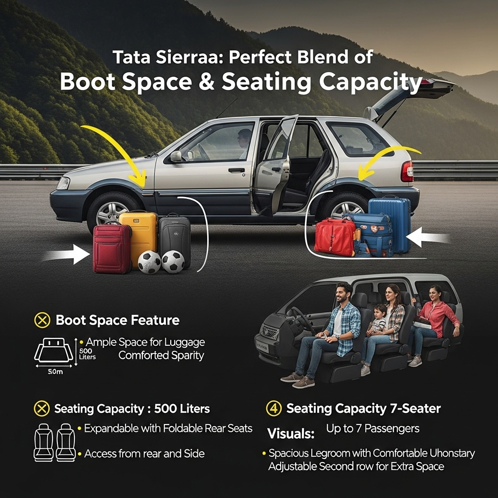 Tata Sierra Boot Space and Seating Capacity - Features Overview