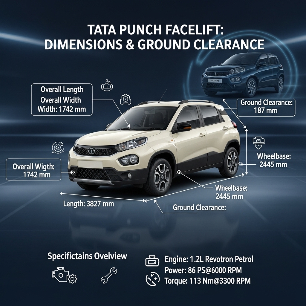 Tata Punch Facelift Dimensions and Ground Clearance - Features Overview