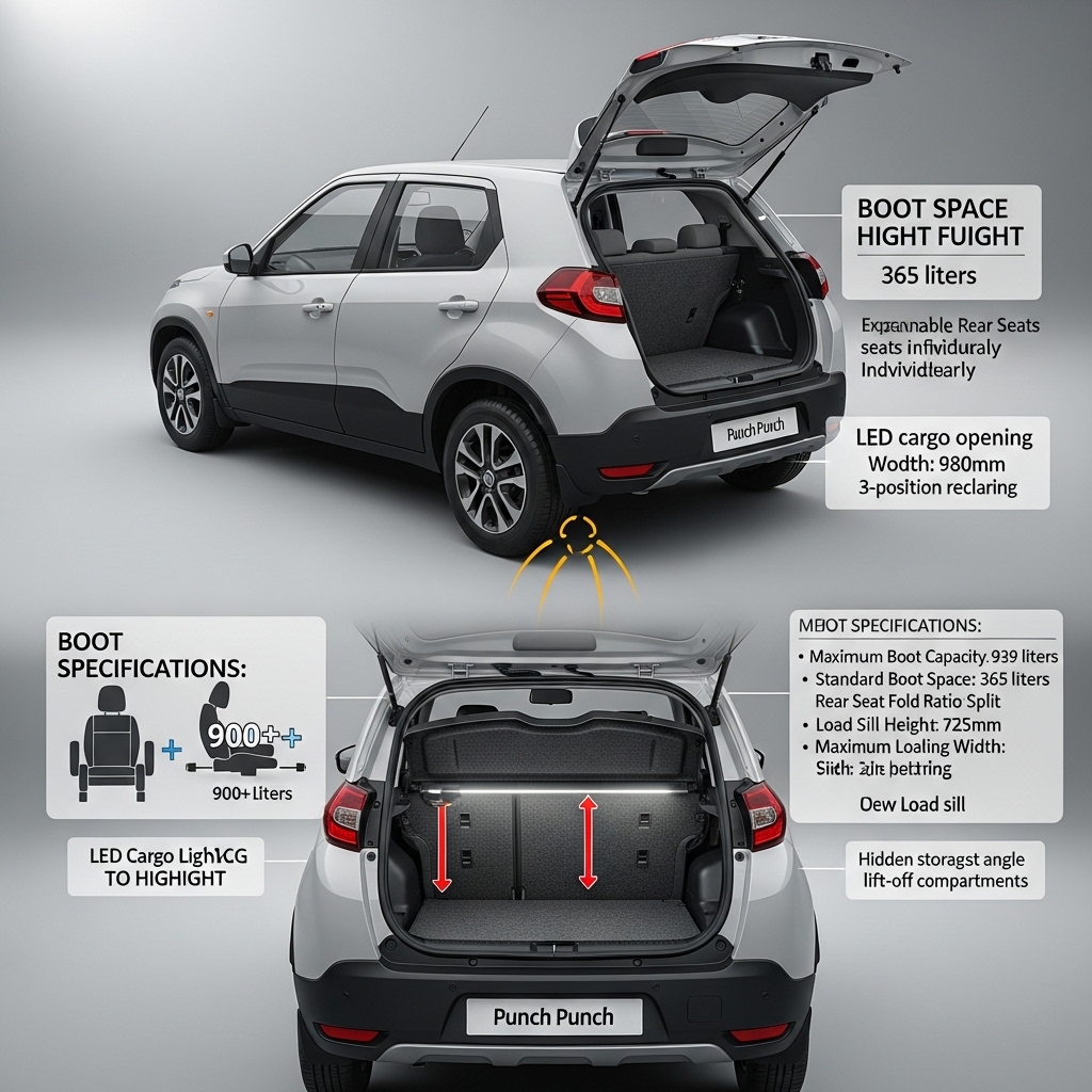 Tata Punch Facelift Boot Space and Practicality - Features Overview