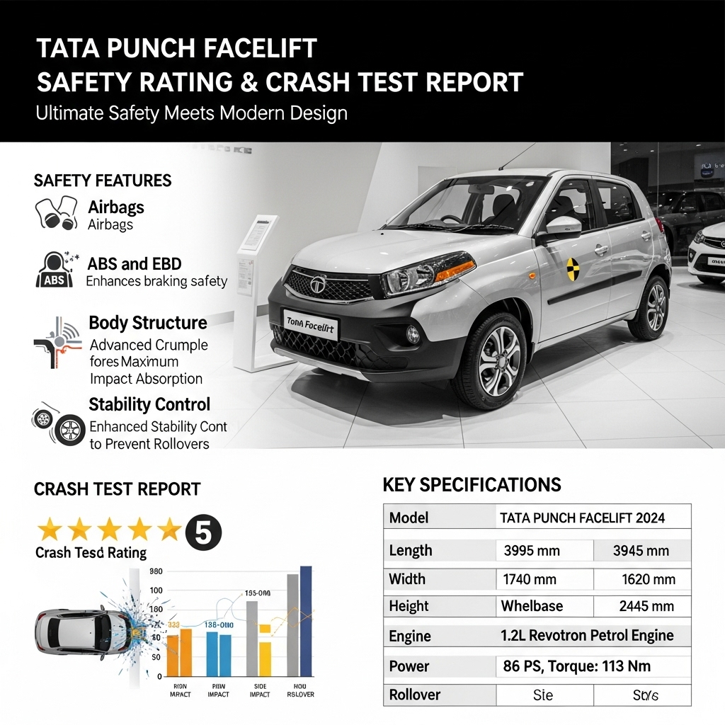 Tata Punch Facelift Safety Rating and Crash Test Report - Features Overview