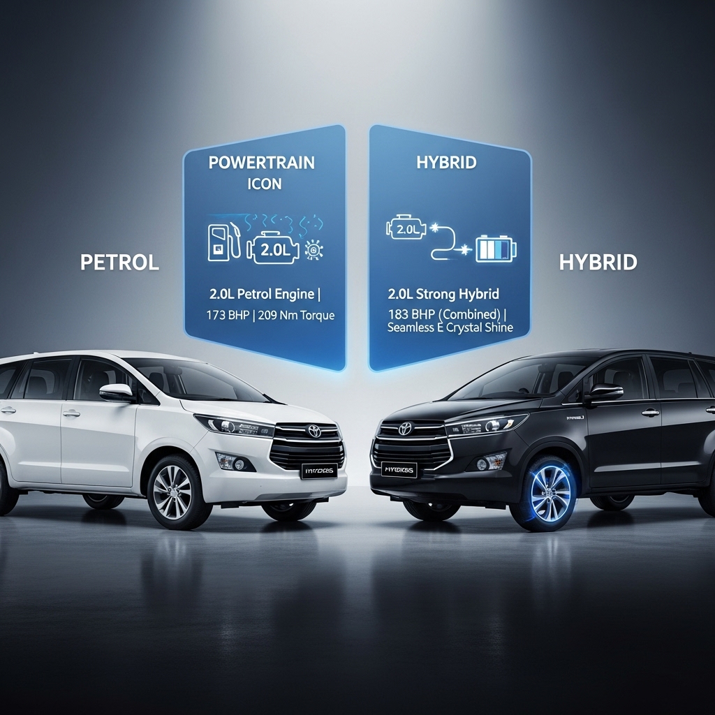 Toyota Innova Hycross Petrol vs Hybrid Comparison - Features Overview
