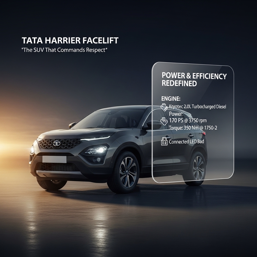 Tata Harrier Facelift Engine Options and Mileage - Features Overview
