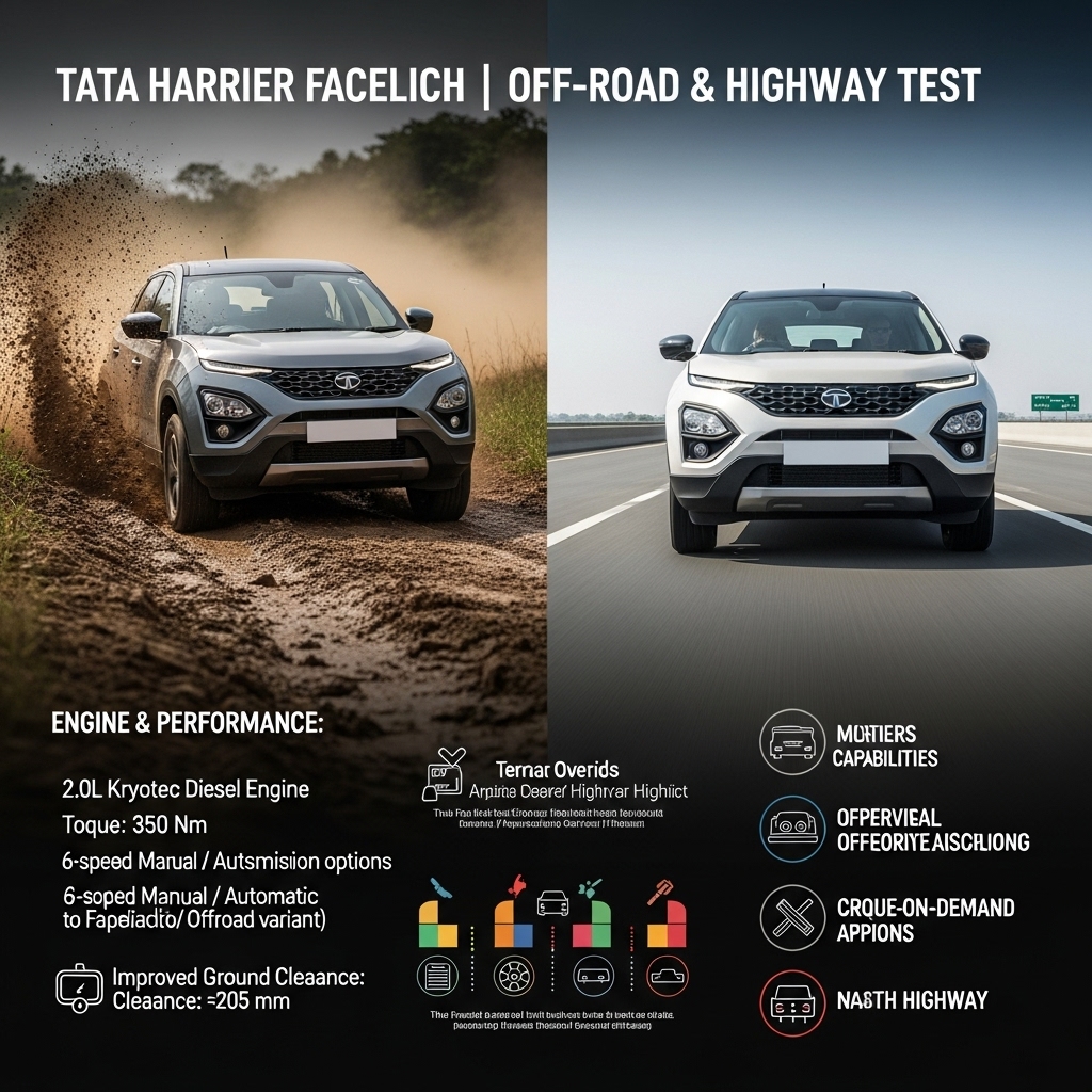 Tata Harrier Facelift Off-road and Highway Test - Features Overview