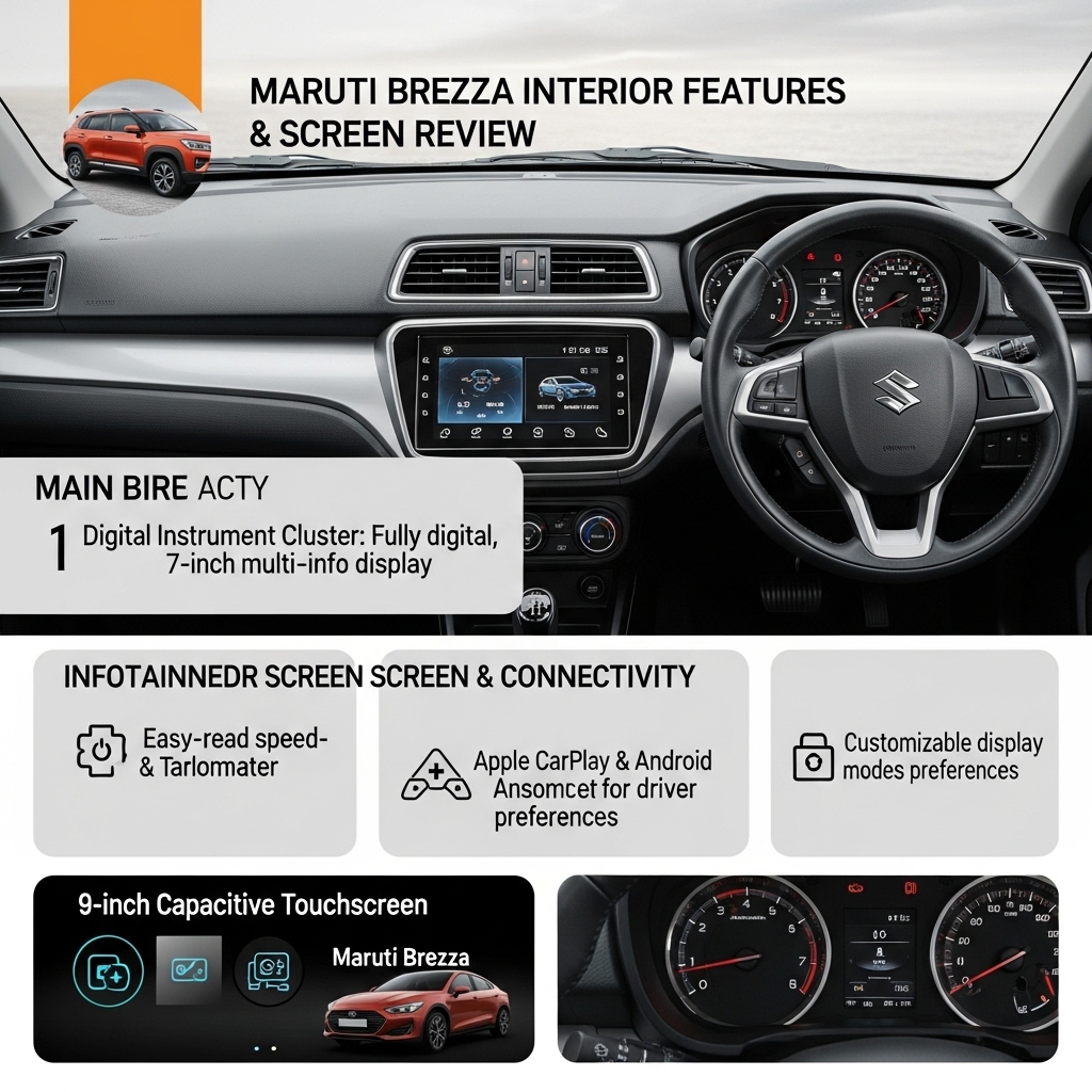 Maruti Brezza Interior Features and Screen Review - Features Overview