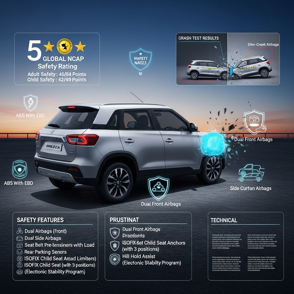 Maruti Brezza Safety Features and Crash Test Results - Features Overview