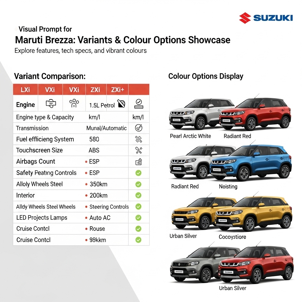 Maruti Brezza Variants and Colour Options - Features Overview