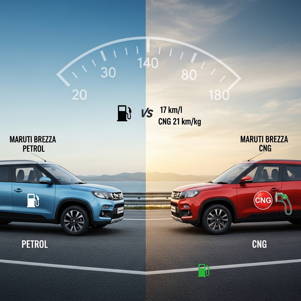 Maruti Brezza Petrol vs CNG Mileage Comparison - Supporting Image