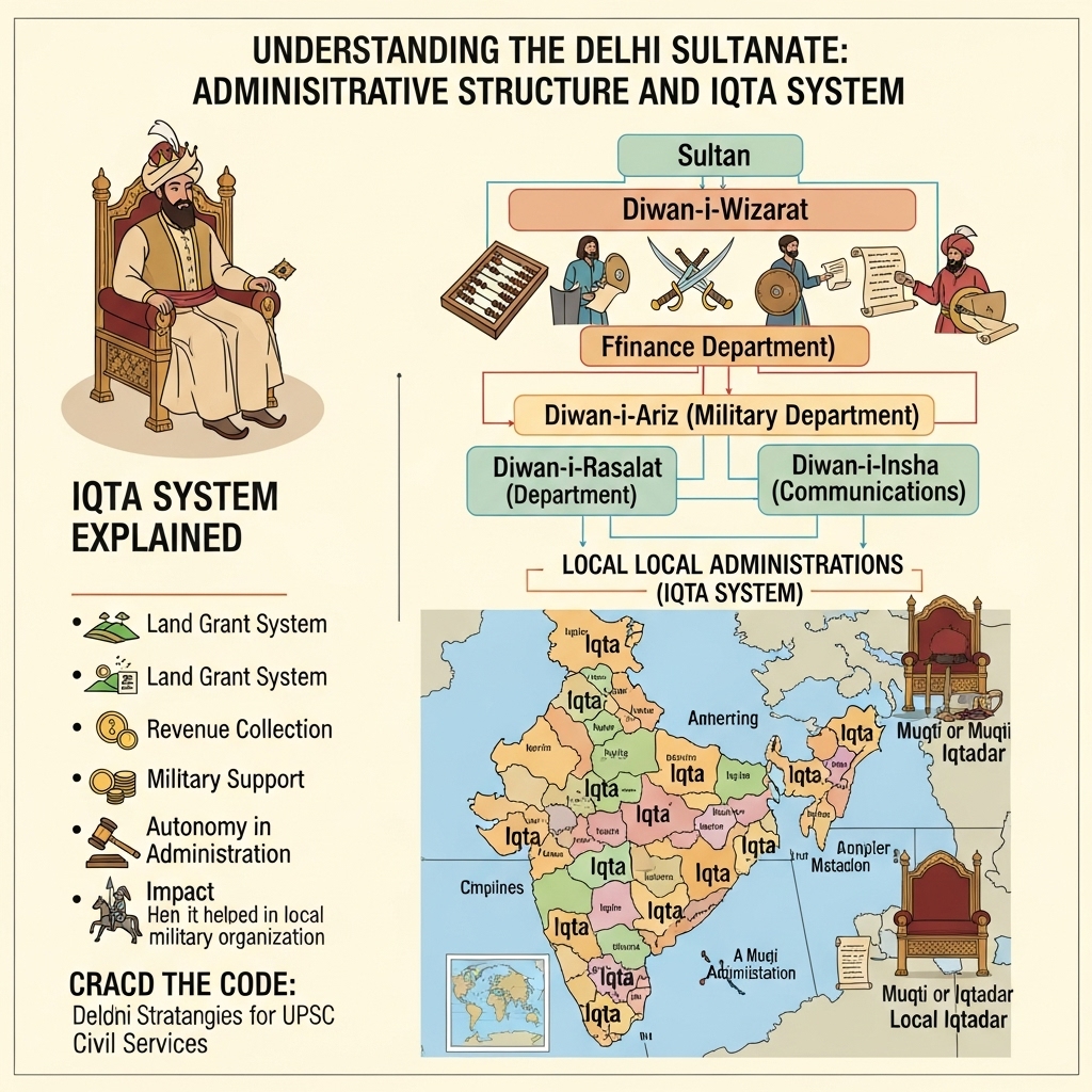 Delhi Sultanate administrative structure and Iqta system - Study Strategy