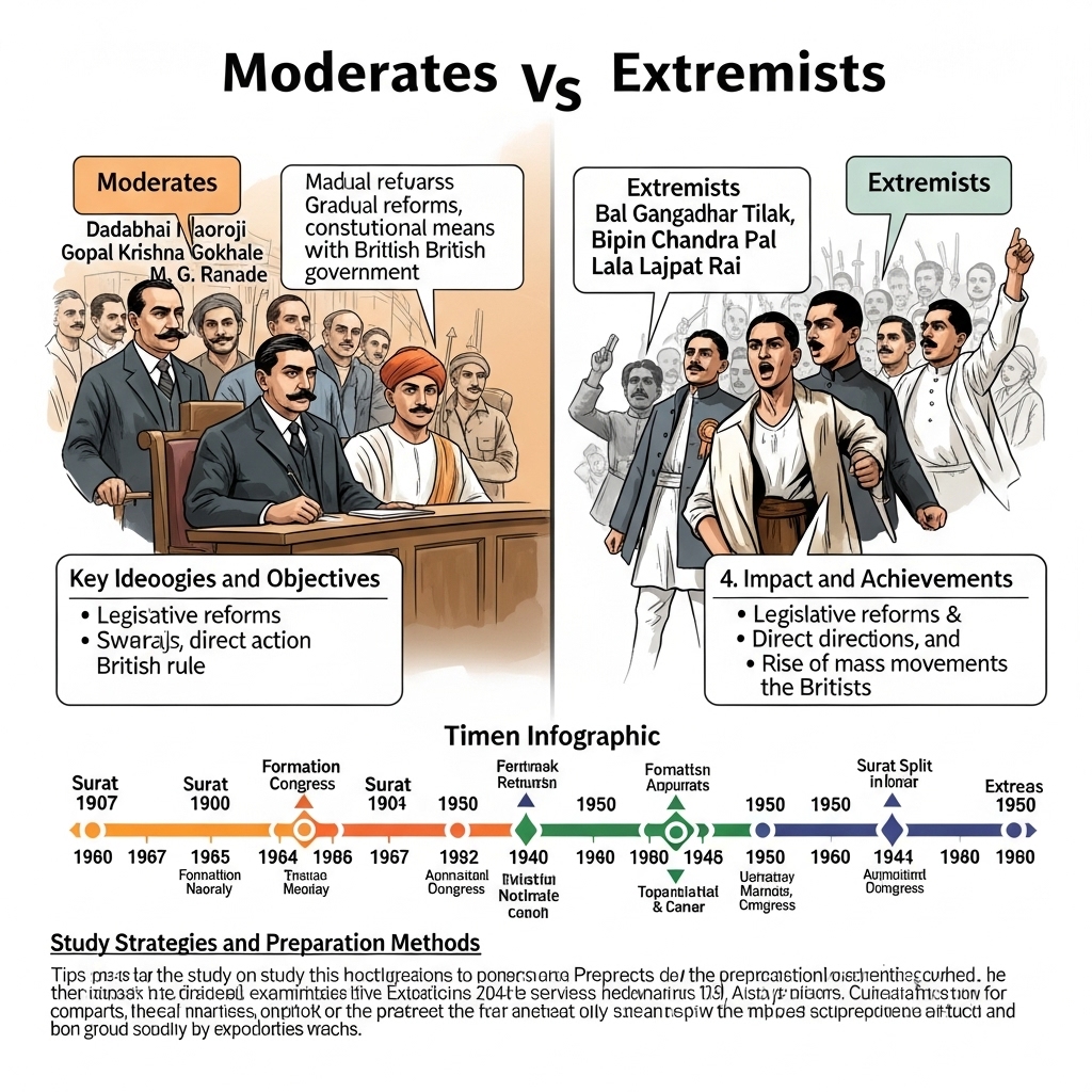 moderates vs extremists in Indian National Congress - Study Strategy