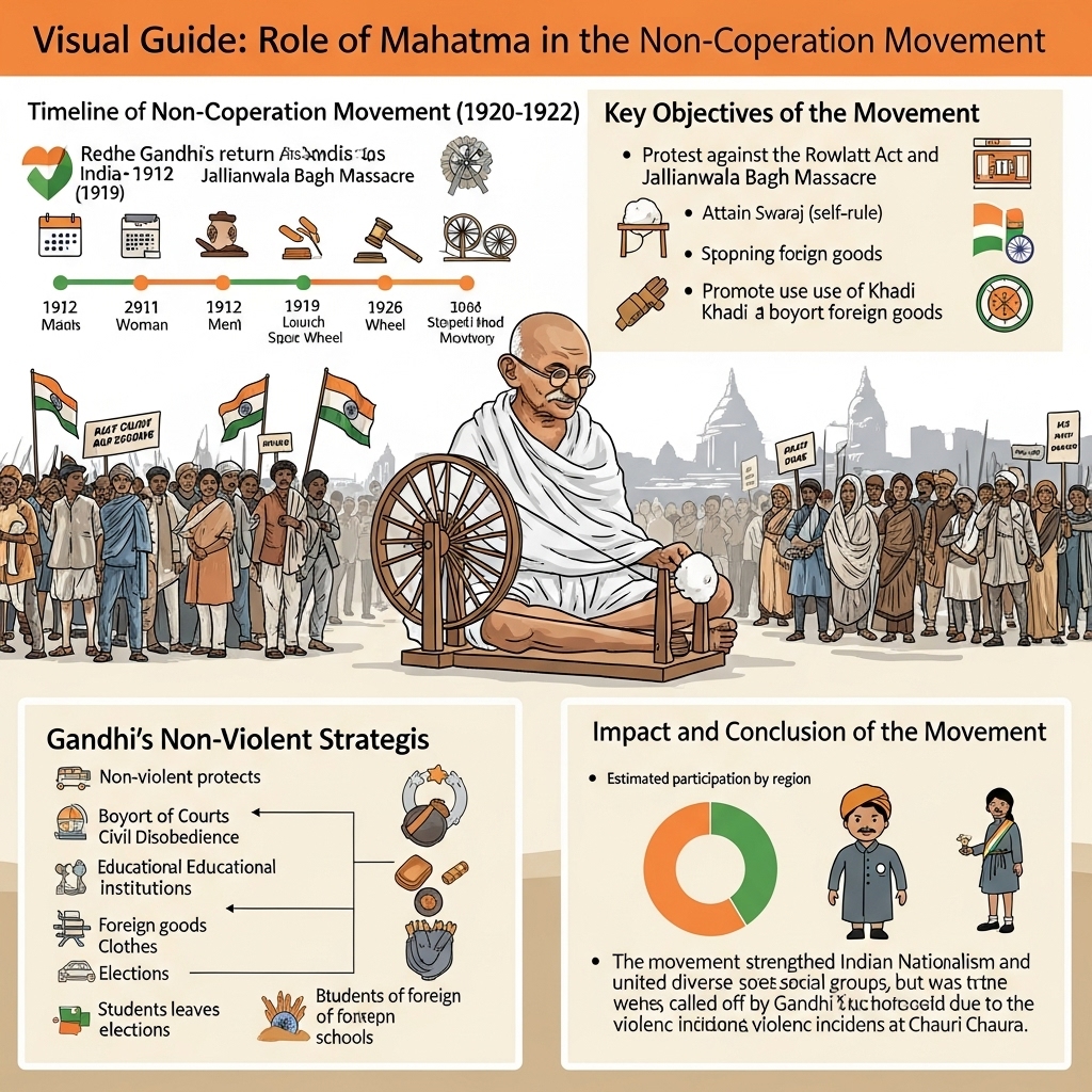 role of Mahatma Gandhi in Non Cooperation Movement - Study Strategy