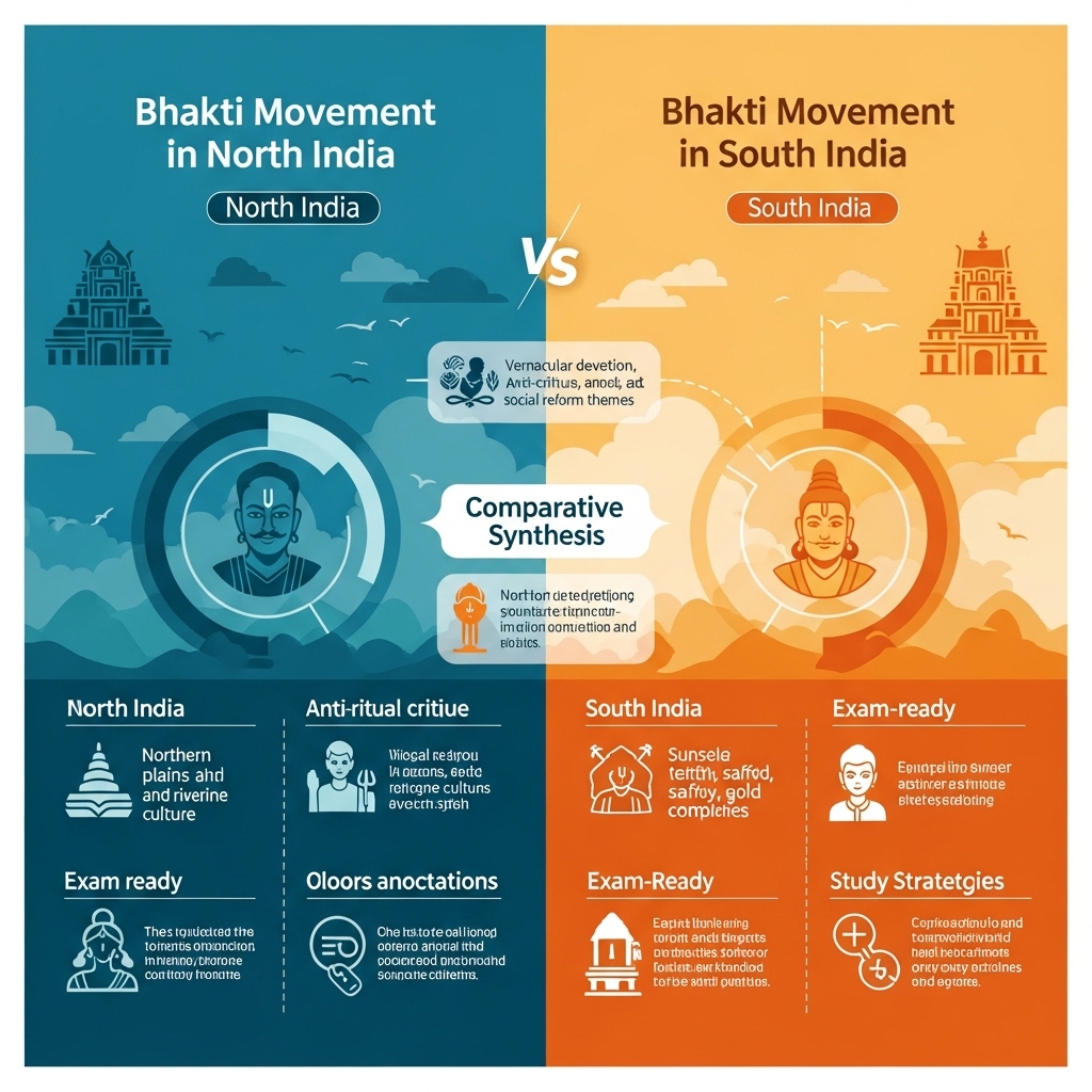 comparison between Bhakti Movement in North and South India - Study Strategy