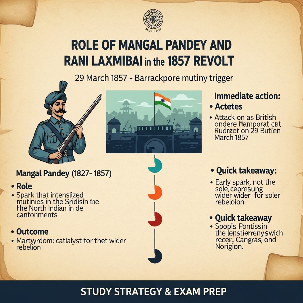 role of Mangal Pandey and Rani Laxmibai in 1857 revolt - Study Strategy