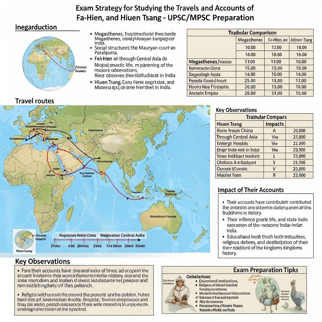 travels and accounts of Megasthenes, Fa-Hien and Hiuen Tsang - Success Tips